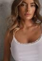 Biały Bieliźniany Top z Bawełny z Koronką na Regulowanych Ramiączkach Beralisse