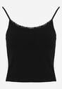 Czarny Bieliźniany Top z Bawełny z Koronką na Regulowanych Ramiączkach Beralisse