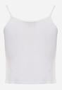 Biały Prążkowany Top na Ramiączkach z Bawełny z Guzikami Bernesa