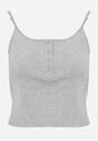 Szary Prążkowany Top na Ramiączkach z Bawełny z Guzikami Bernesa