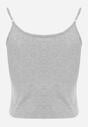 Szary Prążkowany Top na Ramiączkach z Bawełny z Guzikami Bernesa