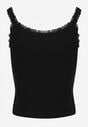 Czarny Bawełniany Top z Koronką i Guzikami przy Dekolcie Berinde