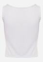 Biały Bawełniany Tank Top w Prążki z Ozdobnymi Guziczkami Bernissa
