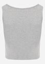 Szary Bawełniany Tank Top w Prążki z Ozdobnymi Guziczkami Bernissa