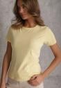 Żółty T-shirt z Bawełny z Okrągłym Dekoltem Nedima