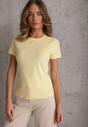 Żółty T-shirt z Bawełny z Okrągłym Dekoltem Nedima