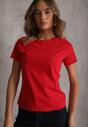 Czerwony T-shirt z Bawełny z Okrągłym Dekoltem Nedima
