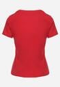 Czerwony T-shirt z Bawełny z Okrągłym Dekoltem Nedima