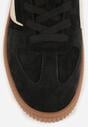 Czarne Sneakersy Kultowe Tenisówki z Zamszu Naturalnego ze Skórzaną Wkładką Rionae