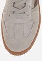 Szare Sneakersy Kultowe Tenisówki z Zamszu Naturalnego ze Skórzaną Wkładką Rionae