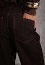 Brązowe Jeansy High Waist Szerokie z Bawełną Azile