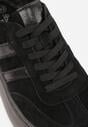 Czarne Sneakersy z Zamszu Naturalnego na Platformie ze Skórzaną Wkładką Rionelle
