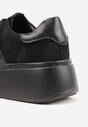 Czarne Sneakersy z Zamszu Naturalnego na Platformie ze Skórzaną Wkładką Rionelle