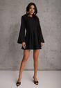 Czarna Rozkloszowana Sukienka VICES z Rozszerzanymi Rękawami Natileza