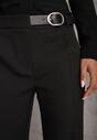 Czarne Spodnie Garniturowe na Kant VICES Zdobione Zapięciem z Klamrą Azisore