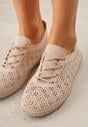 Ciemnobeżowe Ażurowe Tenisówki w Stylu Boho Tidira