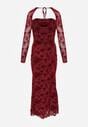 Czerwona Sukienka VICES Bodycon z Siateczki Ozdobionej Wzorem w Kwiaty Rivita