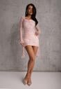 Różowa Dopasowana Sukienka VICES Zdobiona Cekinami i Wiązaniem Alethrolphi