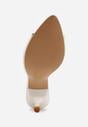 Białe Klapki na Szpilce ze Szpiczastym Odkrytym Noskiem Sewnila