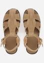 Ciemnobeżowe Sandały Gladiatorki z Imitacji Nubuku Zapinane na Sprzączkę Briannea