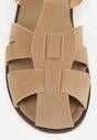 Ciemnobeżowe Sandały Gladiatorki z Imitacji Nubuku Zapinane na Sprzączkę Briannea