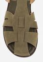 Zielone Sandały Gladiatorki z Imitacji Nubuku Zapinane na Sprzączkę Briannea