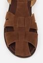 Brązowe Sandały Gladiatorki z Imitacji Nubuku Zapinane na Sprzączkę Briannea