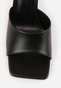 Czarne Klapki na Szpilce z Kwadratowym Noskiem Peep Toe Avenata