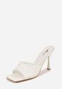 Białe Klapki na Szpilce z Kwadratowym Noskiem Peep Toe Avenata