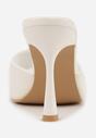 Białe Klapki na Szpilce z Kwadratowym Noskiem Peep Toe Avenata