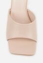 Beżowe Klapki na Szpilce z Kwadratowym Noskiem Peep Toe Avenata