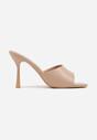 Ciemnobeżowe Klapki na Szpilce z Kwadratowym Noskiem Peep Toe Avenata