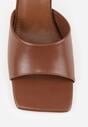 Brązowe Klapki na Szpilce z Kwadratowym Noskiem Peep Toe Avenata