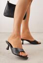 Czarne Klapki Peep Toe na Obcasie Kaczuszka Calinetta