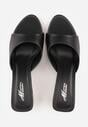 Czarne Klapki Peep Toe na Obcasie Kaczuszka Calinetta