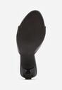 Czarne Klapki Peep Toe na Obcasie Kaczuszka Calinetta