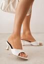 Białe Klapki Peep Toe na Obcasie Kaczuszka Calinetta