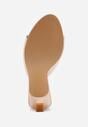 Beżowe Klapki Peep Toe na Obcasie Kaczuszka Calinetta