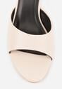 Beżowe Klapki Peep Toe na Obcasie Kaczuszka Calinetta
