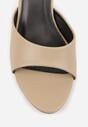 Ciemnobeżowe Klapki Peep Toe na Obcasie Kaczuszka Calinetta