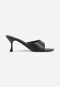 Czarne Klapki Peep Toe na Niskiej Szpilce Carinatia