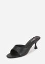 Czarne Klapki Peep Toe na Niskiej Szpilce Carinatia
