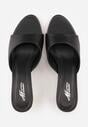 Czarne Klapki Peep Toe na Niskiej Szpilce Carinatia