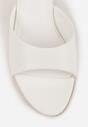 Białe Klapki Peep Toe na Niskiej Szpilce Carinatia