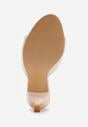 Beżowe Klapki Peep Toe na Niskiej Szpilce Carinatia