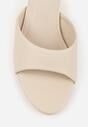 Beżowe Klapki Peep Toe na Niskiej Szpilce Carinatia