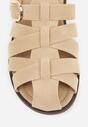 Beżowe Klapki Gladiatorki z Ozdobną Sprzączką Lusanatia