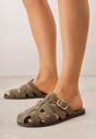 Zielone Klapki Gladiatorki z Ozdobną Sprzączką Lusanatia
