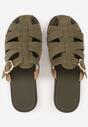 Zielone Klapki Gladiatorki z Ozdobną Sprzączką Lusanatia