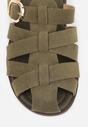 Zielone Klapki Gladiatorki z Ozdobną Sprzączką Lusanatia